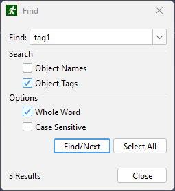 path ui dialog tags find