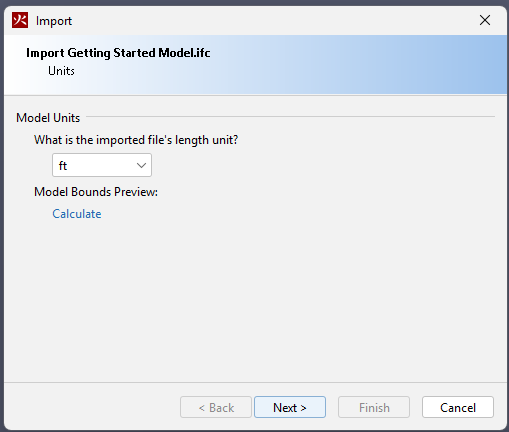 The first page of the Import dialog.