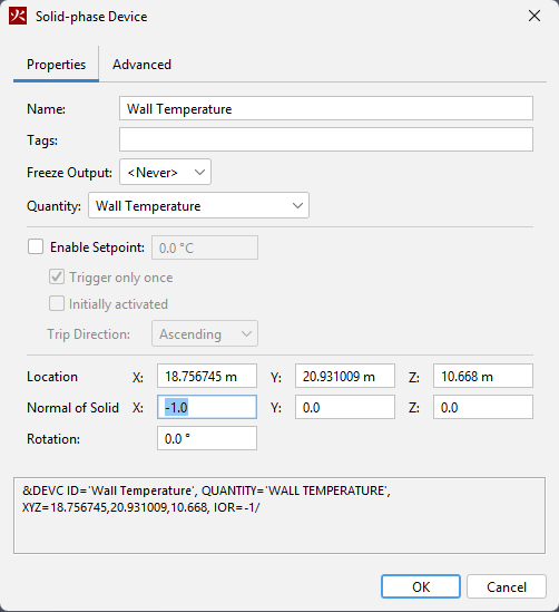 Edit Device dialog for Temperature Device
