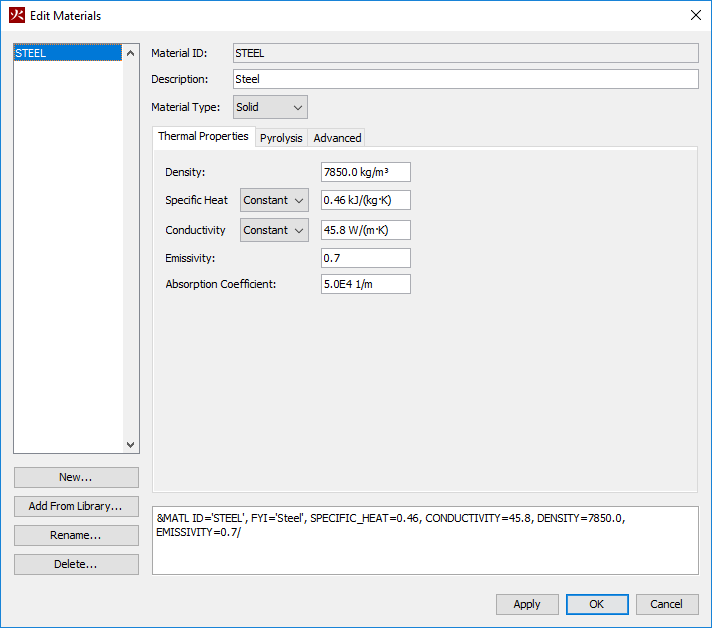 pyro ui dialog heat conduction conduction material